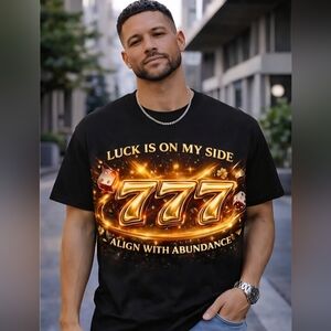 NWOT Lucky 777 T-Shirt – “Luck Is On My Side” Angel Number Tee